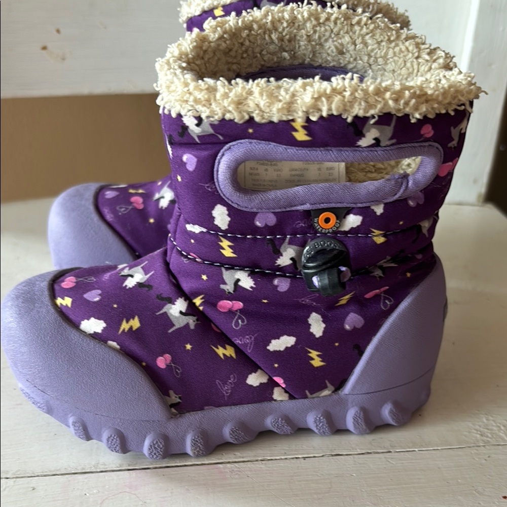 Purple Kids Boots with Fun Patterns